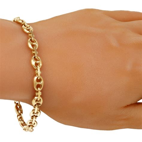 gucci link solid gold chain|14k gold Gucci link bracelet.